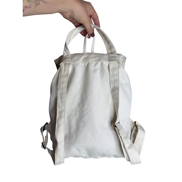 Laude The Label Natural Convertible Canvas Backpack Drawstring Closure Ivory - Picture 3 of 10